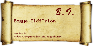 Bogye Ilárion névjegykártya